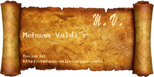 Mehsam Valér névjegykártya